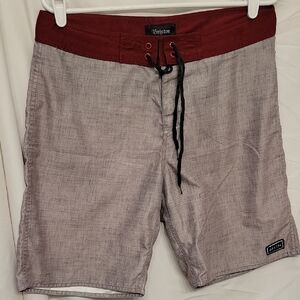 Brixton Men's Red and Gray Board Shorts